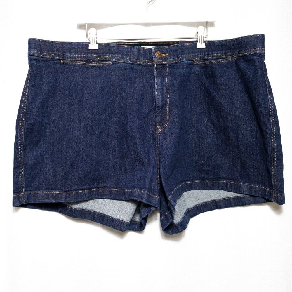 Ava & Viv Plus Size 24W Dark Wash Denim Jean Shorts Comfort Waist Stretch NEW